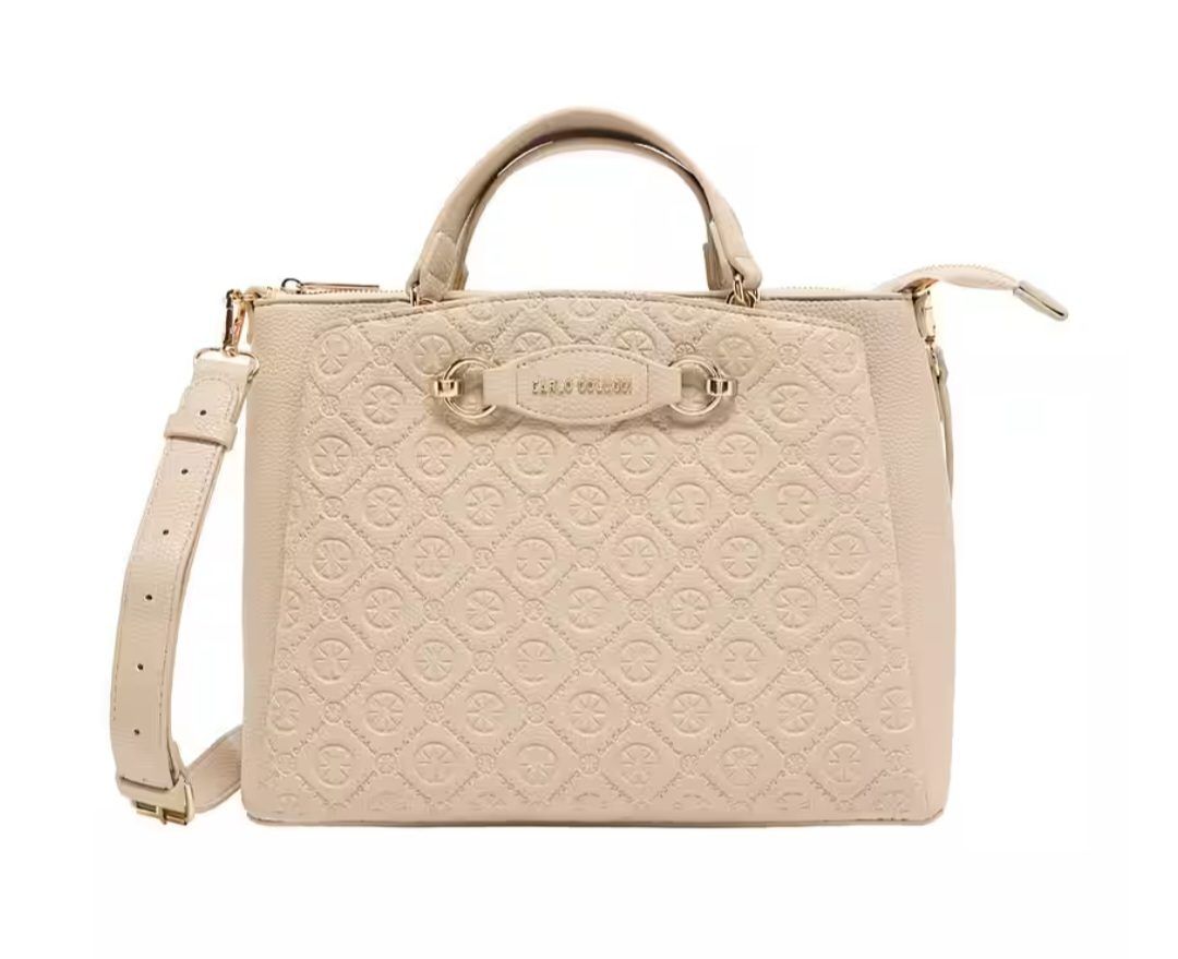 Carlo colucci  Carlo Colucci Handtasche beige mit Prägung