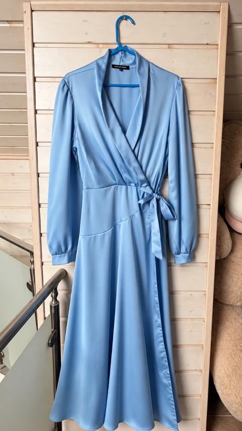 Sonstige Satinkleid Babyblau langarm Size L