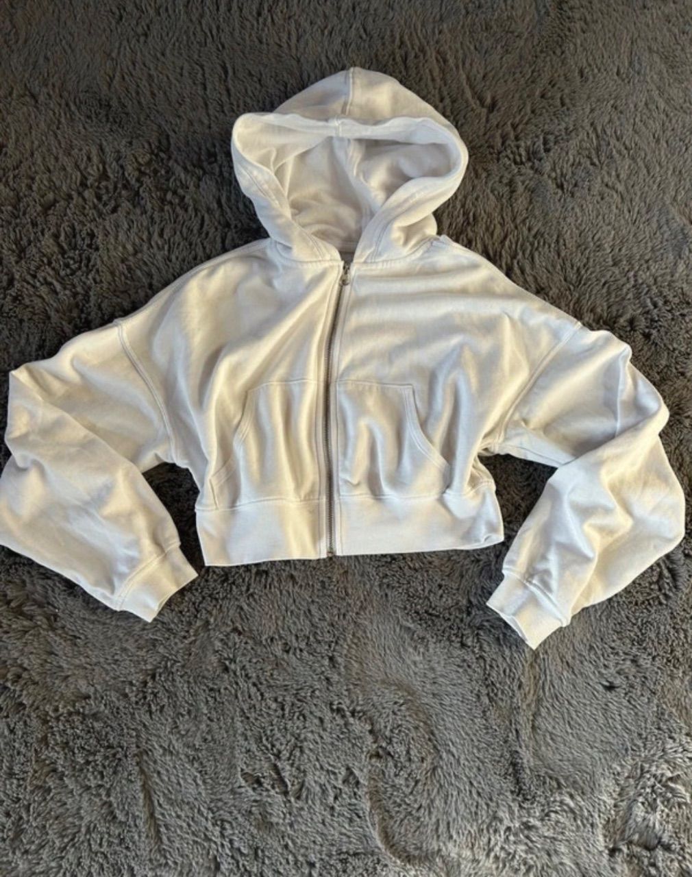 H&M H&M Cropped Kapuzenjacke in Weiß, Größe S Size S