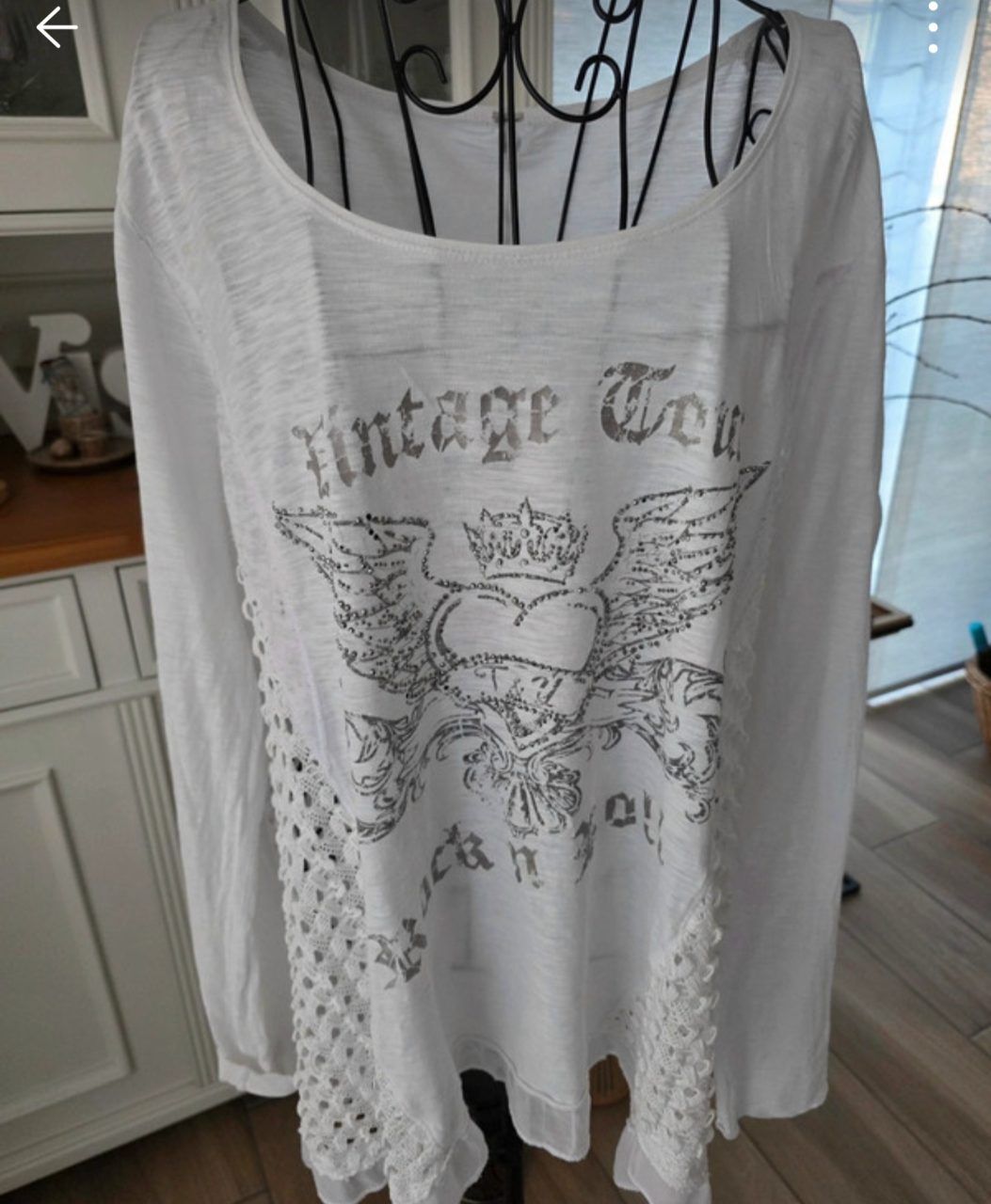 Tredy TREDY Tunika weiß/silber Gr. 46 – Boho-Look mit Häkeleinsätzen Size 46