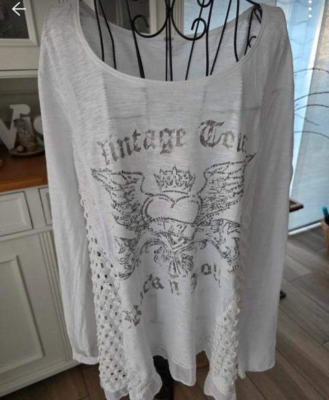 Tredy TREDY Tunika weiß/silber Gr. 46 – Boho-Look mit Häkeleinsätzen Size 46