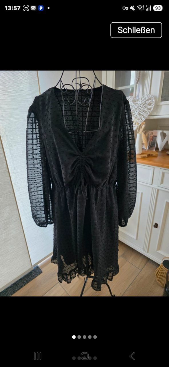 Shein curve Schwarzes SHEIN Curve Kleid Gr. 2XL – Cut-out, transparente Ärmel & Pünktchenmus Size XXL