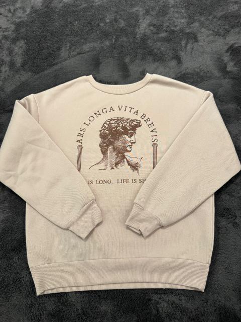 Ohne Marke Sweatshirt XS beige braun "Ars Longa Vita Brevis" Print Kunst Grafik Size XS