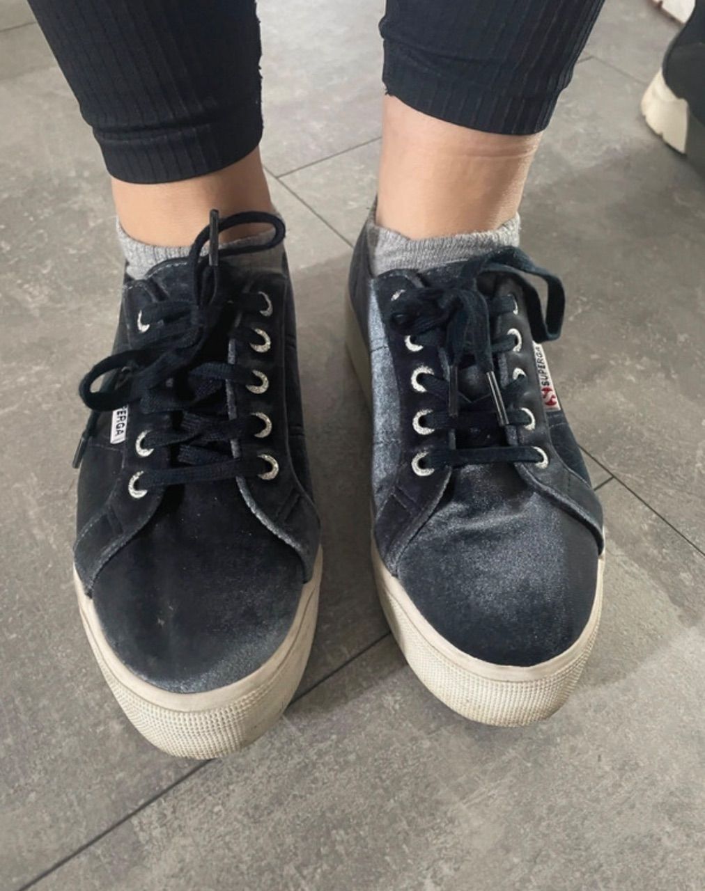 Superga  Superga Samt Plateauschuhe | getragen  Size 38