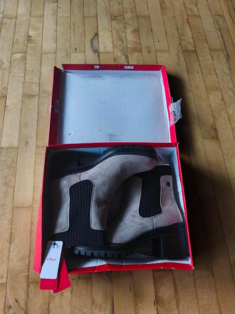 Other s.Oliver Damen Chelsea Boots Stiefeletten Taupe EU 42 Neu mit Originalbox Size 42
