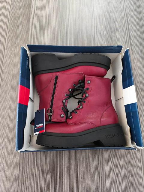 Tommy Hilfiger Tommy Jeans Lace Up Boot Chunky Damen Stiefel Rot EU 37 Neu mit Originalbox Size 37