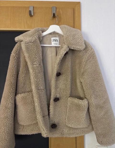 Zara Zara Beige Teddy Jacke Size S
