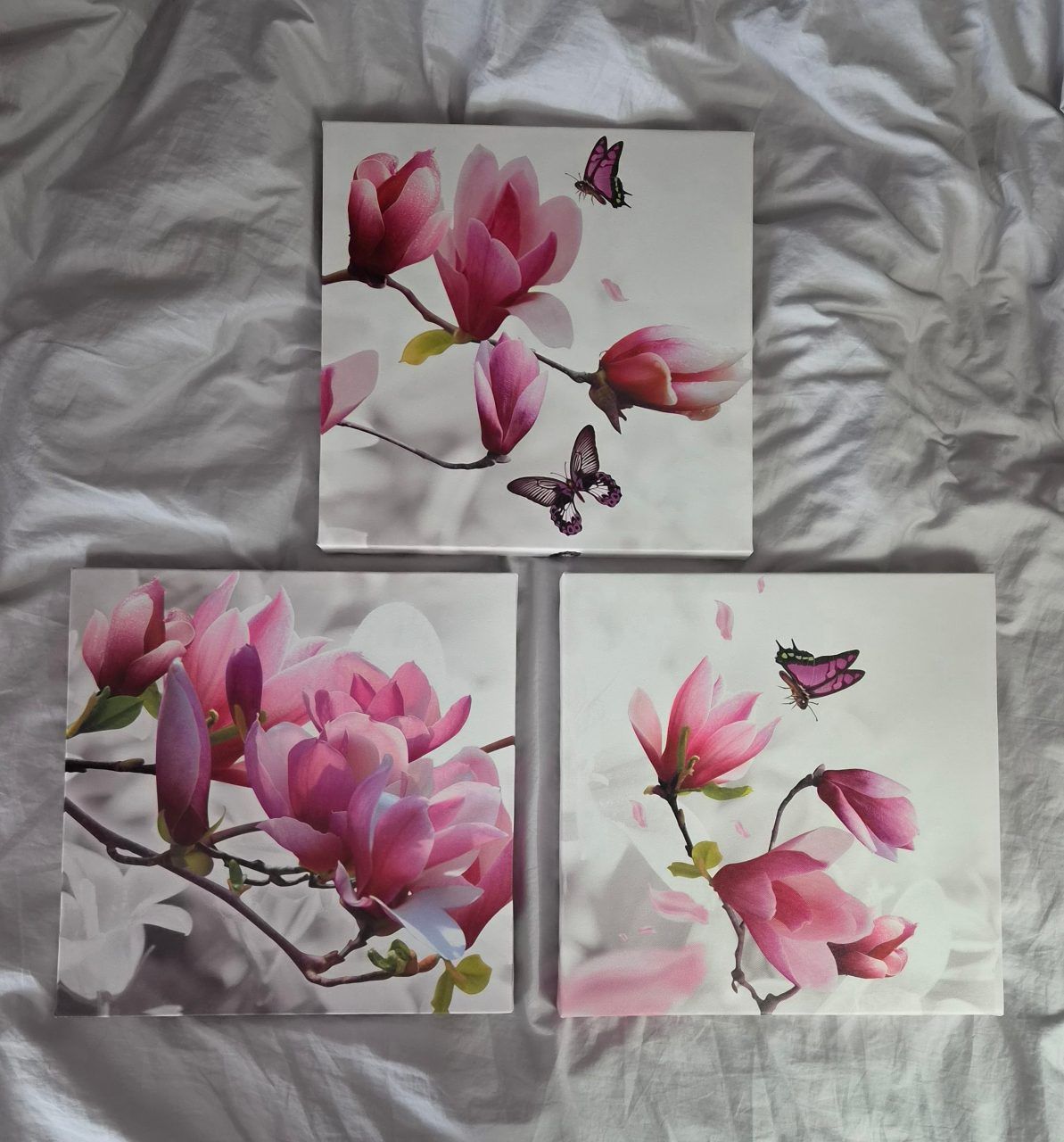 3er Set Blumenleinwand
