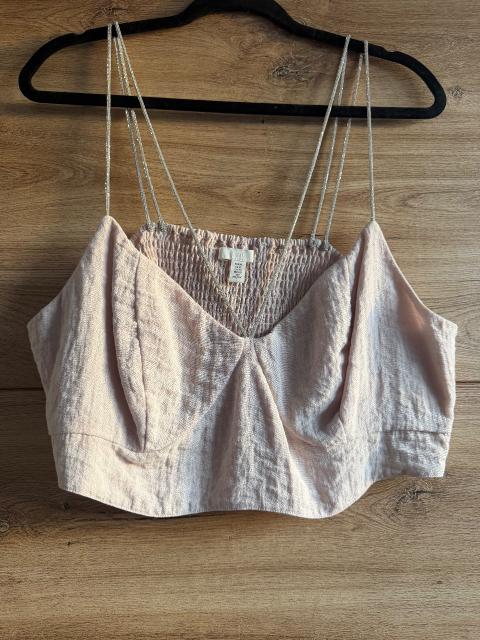 H&M Rosa Crop Top mit Glitzer Size XL