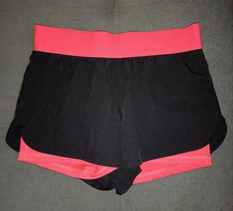 Ohne Marke Verkaufe sportliche 2-in-1 Damen-Laufshorts in Schwarz/Pink Size S