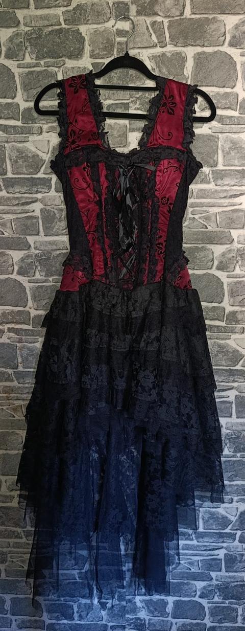Burleska Traumhaftes Gothic / Burlesque Vokuhila-Kleid Size S