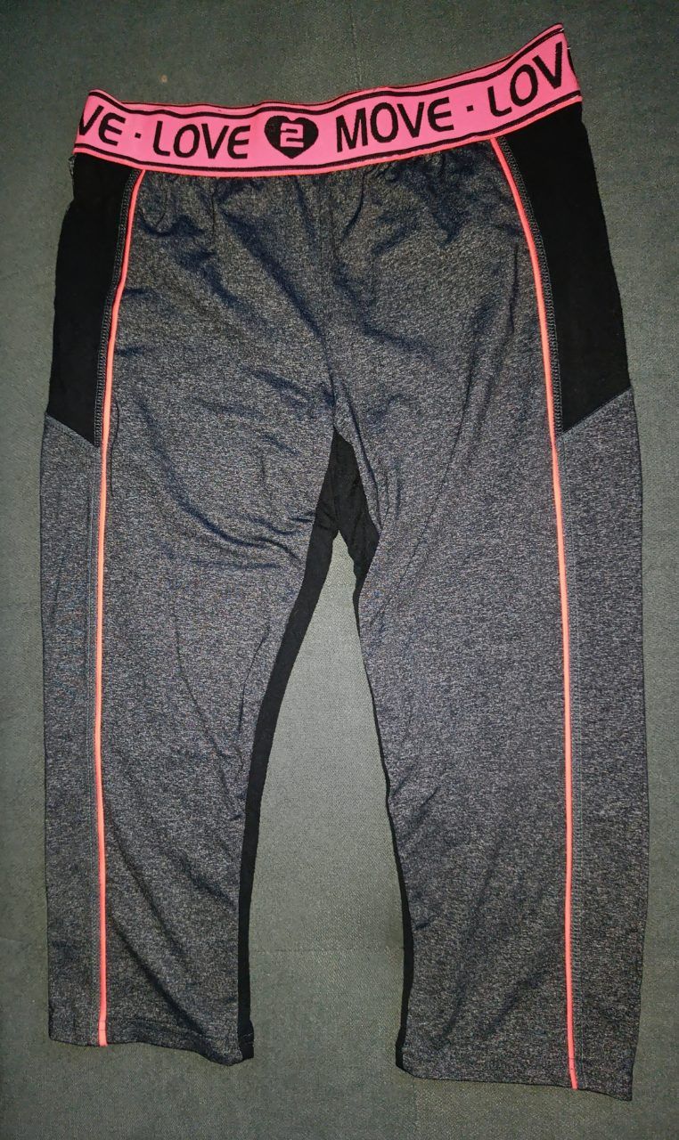 Ohne Marke Sport-Leggings (Capri) grau-melange / neonpink Size S