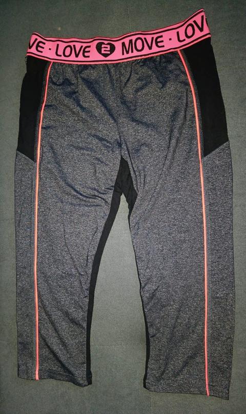 Ohne Marke Sport-Leggings (Capri) grau-melange / neonpink Size S