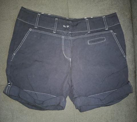 Turnover Stylische Damen-Shorts in Dunkelgrau/Schwarz mit Kontrastnähten Size S
