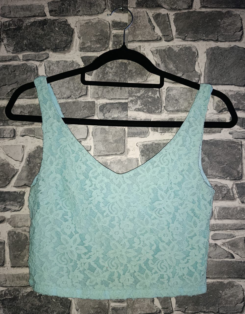 Solange Süßes Spitzen-Crop-Top in Mintgrün Size S