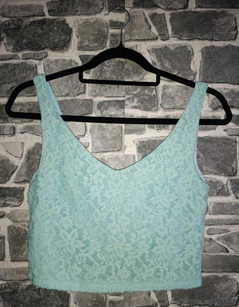 Solange Süßes Spitzen-Crop-Top in Mintgrün Size S