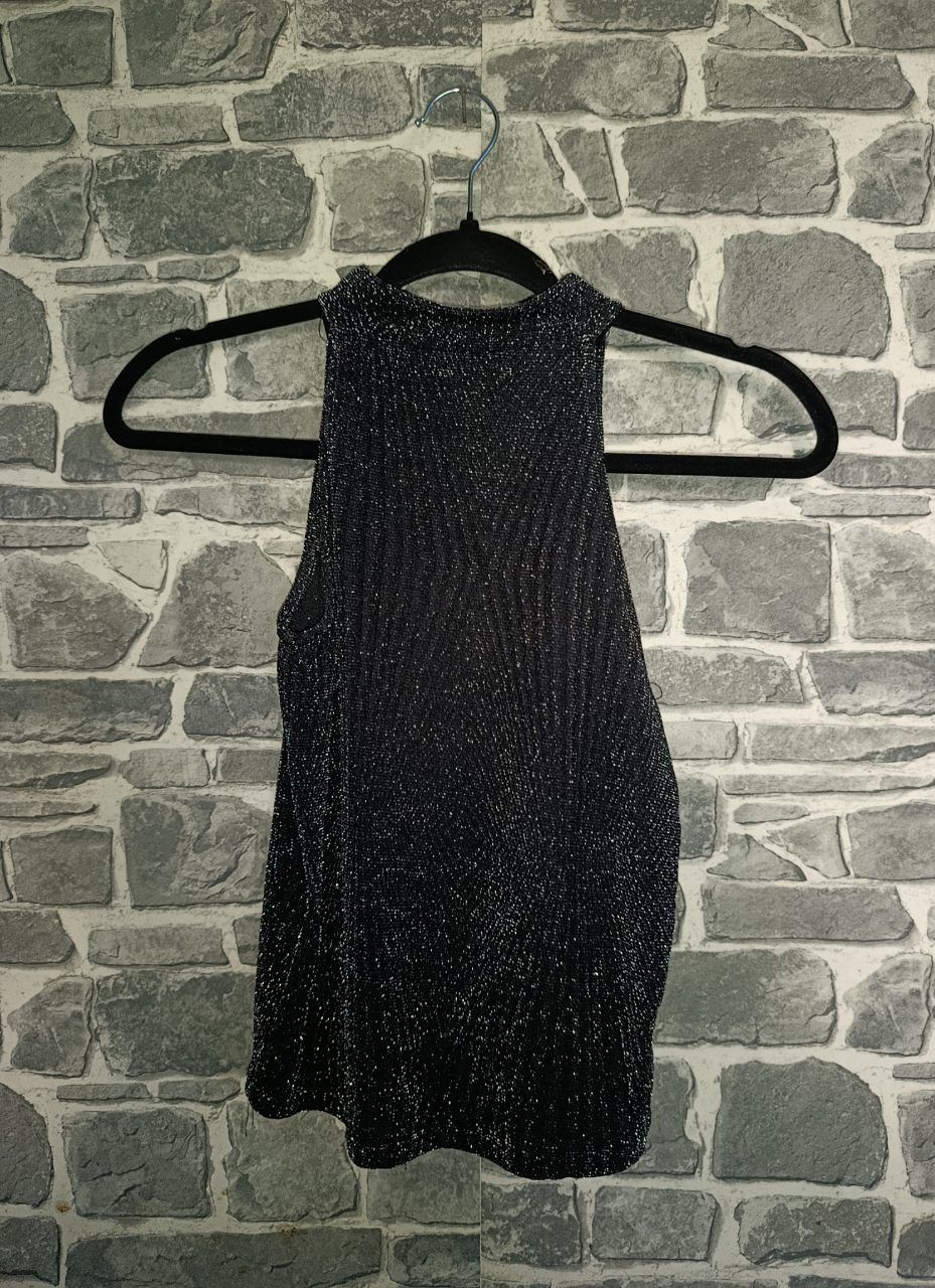 Pimkie Glitzer-Top / Neckholder-Top in Schwarz-Silber Perfekt für Partys! Size S