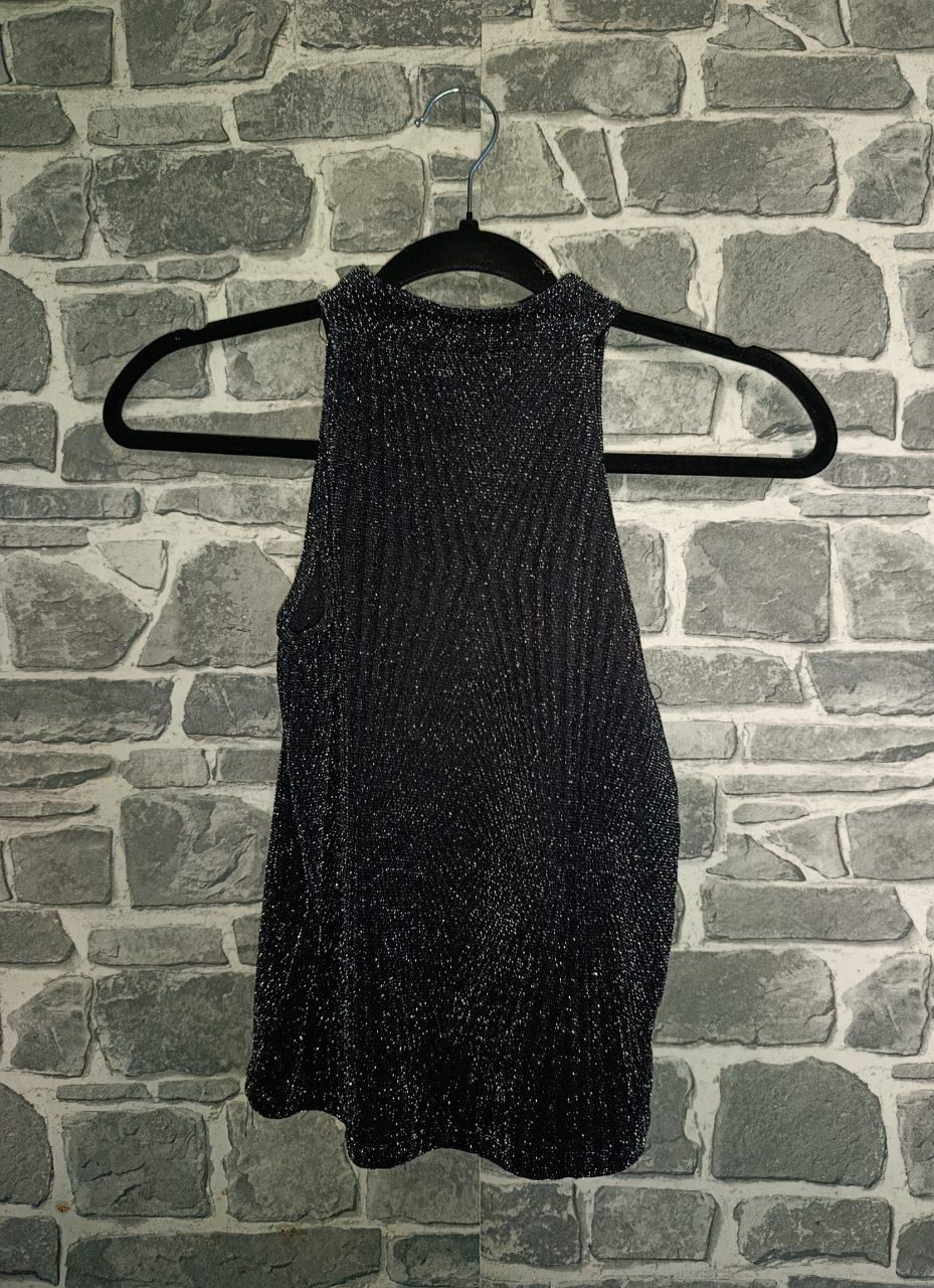 Glitzer-Top / Neckholder-Top in Schwarz-Silber Perfekt für Partys!