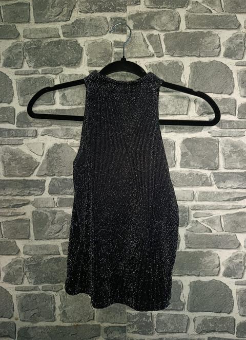 Pimkie Glitzer-Top / Neckholder-Top in Schwarz-Silber Perfekt für Partys! Size S