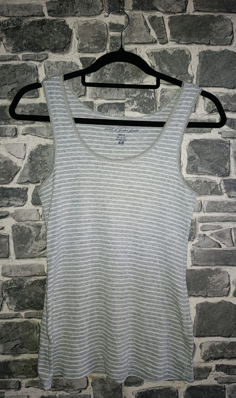 H&M H&M Tanktop / Camisole – Grau-Weiß gestreift Size S