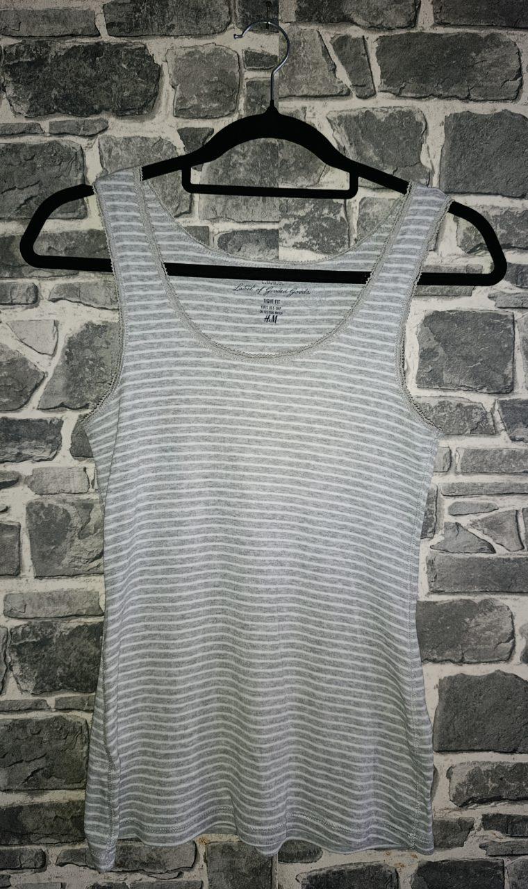 H&M Tanktop / Camisole – Grau-Weiß gestreift