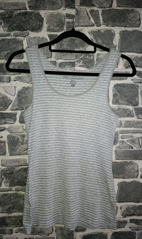 H&M H&M Tanktop / Camisole – Grau-Weiß gestreift Size S