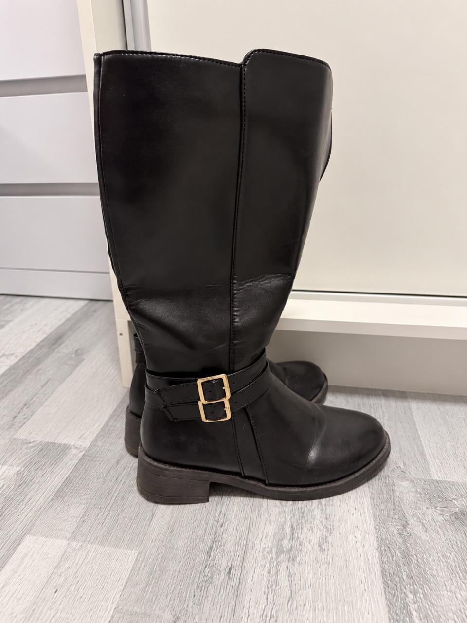 🖤 Schwarze kniehohe Stiefel mit Reißverschluss \| Gr\. 38