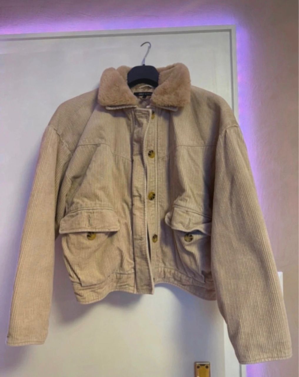 Only Only Jeansjacke in beige mit Flauschkragen  Size S