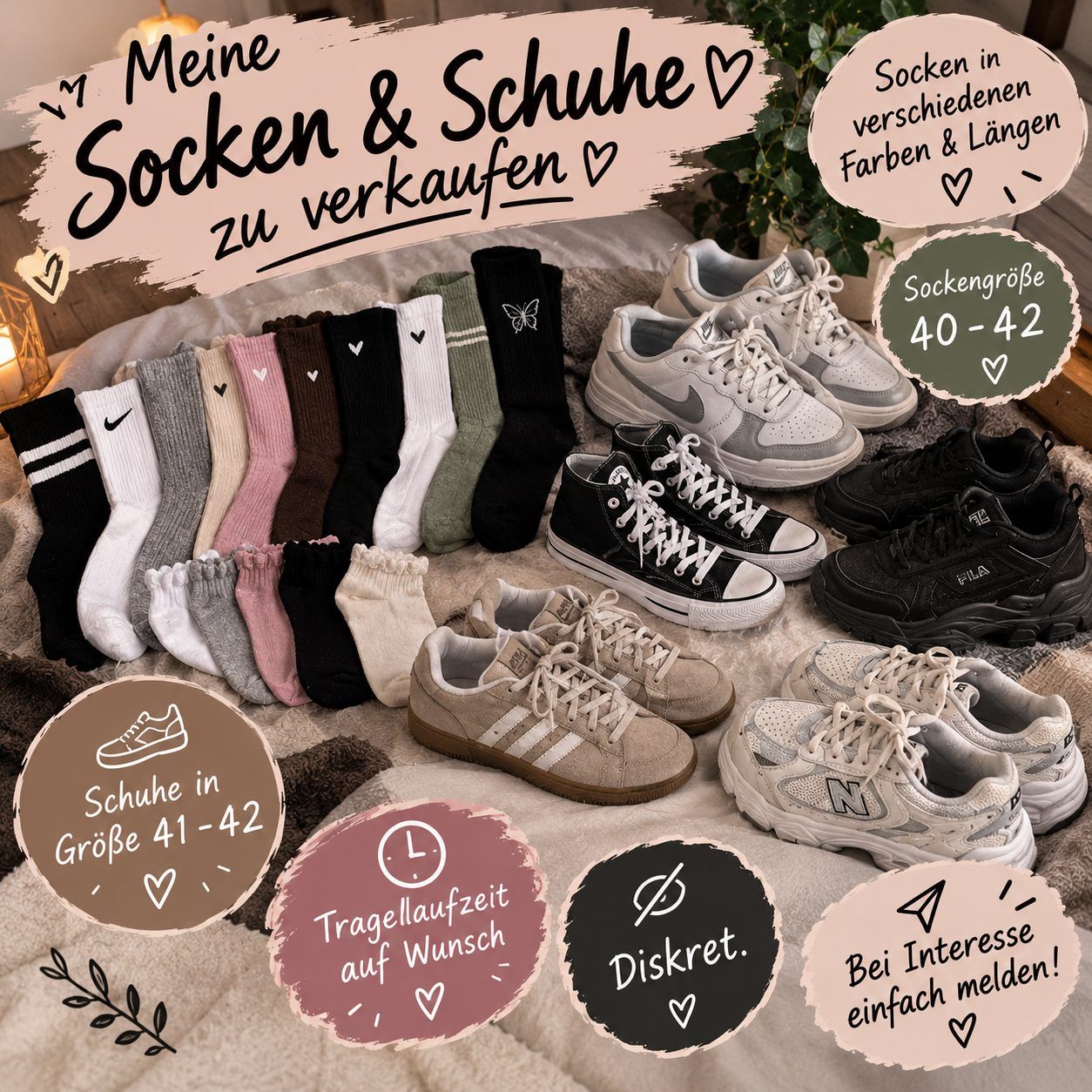Socken und Schuhe getragen  Size M