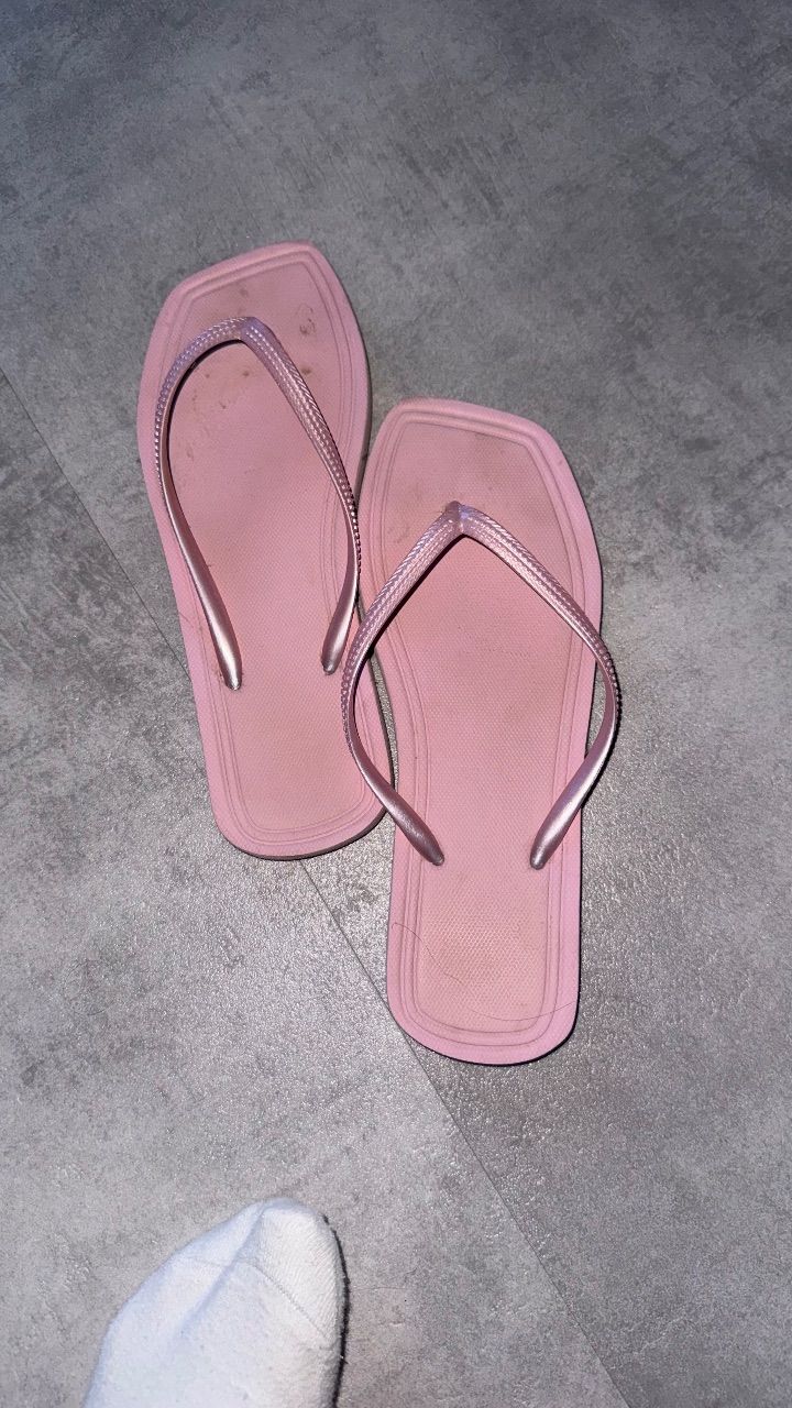 Ohne Marke Getragene rosa Flipflops  Size 38