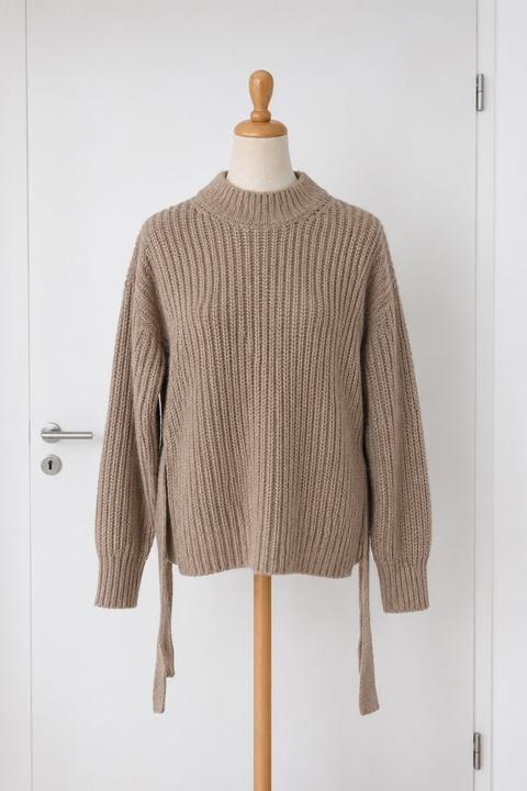 Zara Beige Strickpullover mit Bindebändern Size M