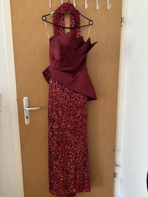 Selbstgeschneidertes Kleid, Rotwein Size S