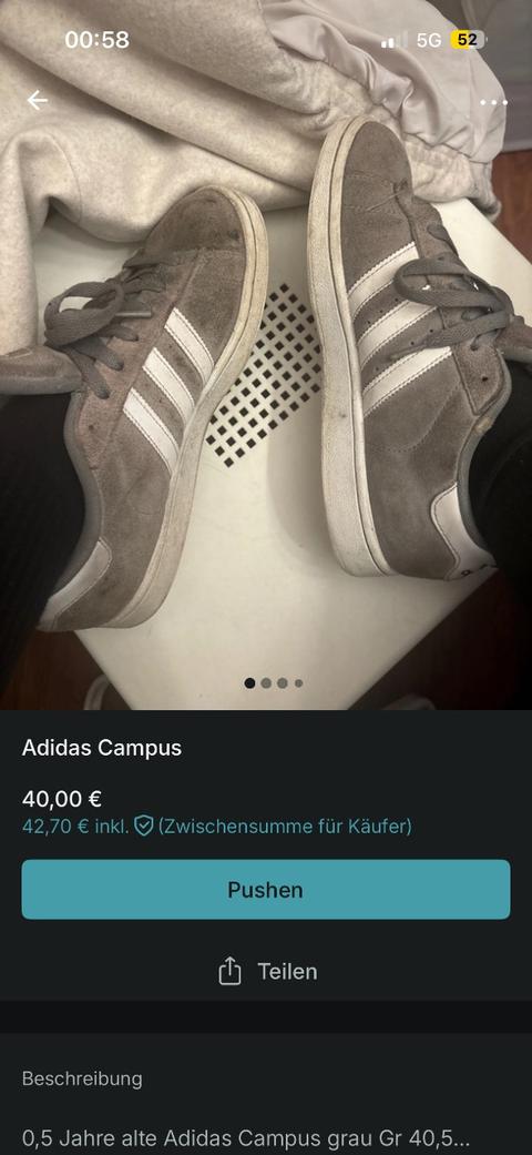 Adidas Getragene stinkende Adidas Campus Size 39