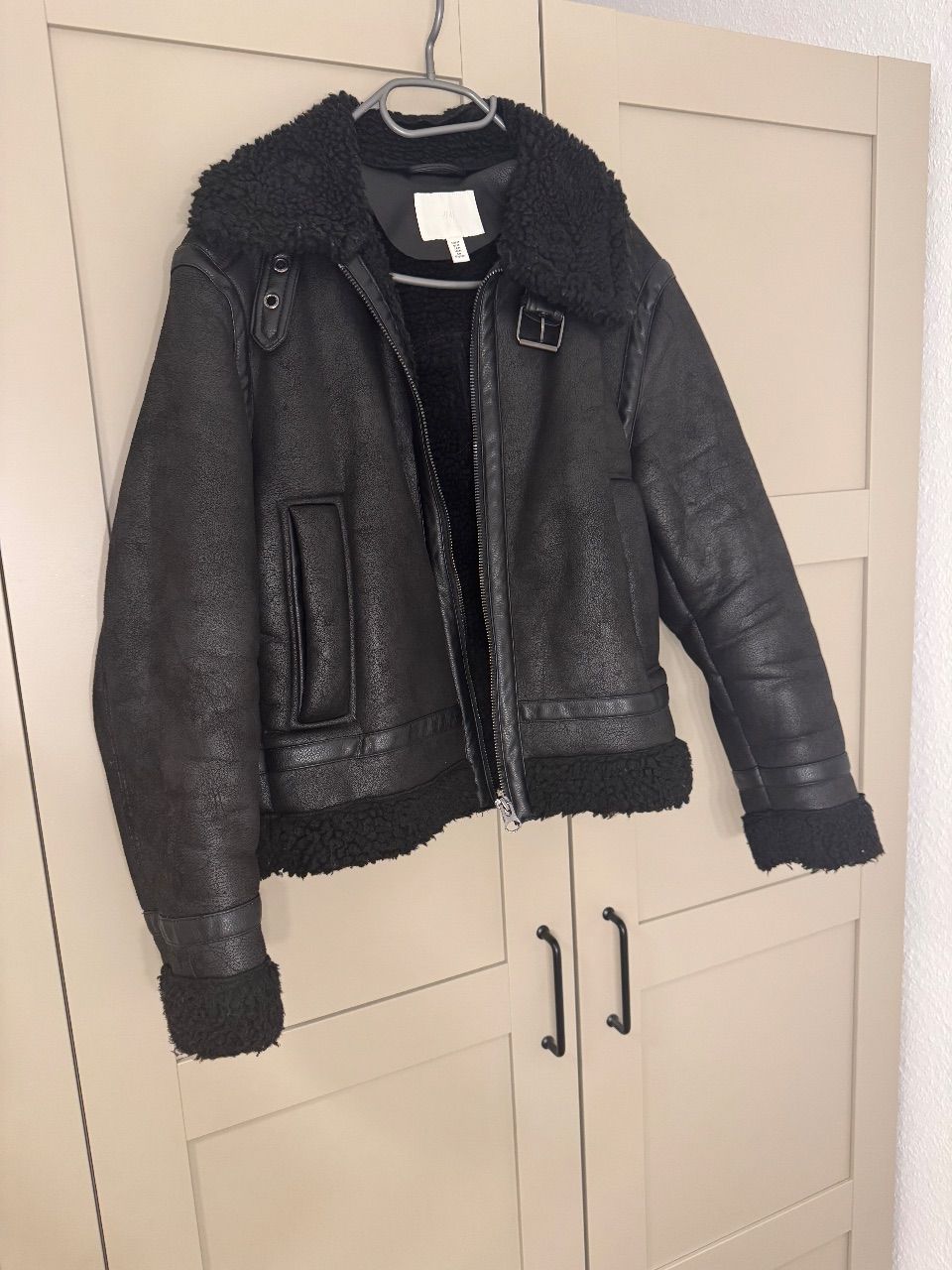 H&M Lederjacke mit Teddydetails Size M