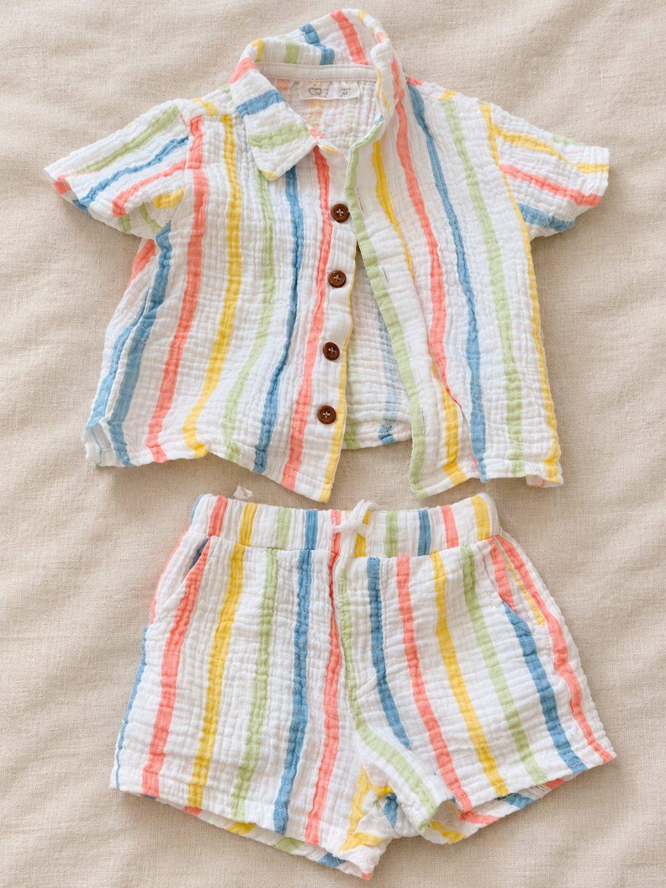 Süßes Kindersommer-Set aus Hemd und Shorts 🌈☀️