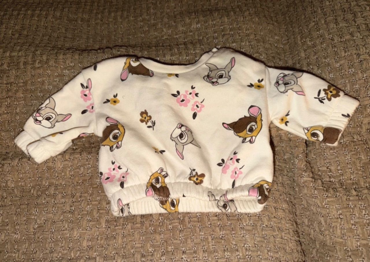 Baby Sweatshirt Bambi & Klopfer Disney Gr. 62 creme Blümchen