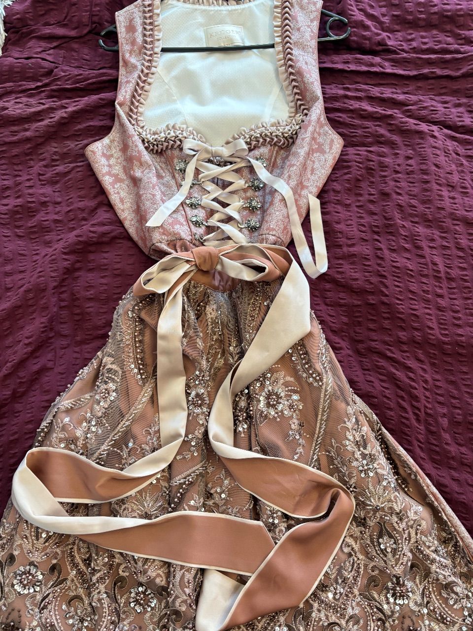Ohne Marke Krüger Dirndl Altrosa mit Perlen Größe 42 Size L