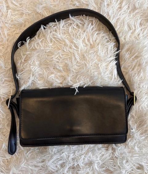 Ohne Marke Kleine Schwarze Handtasche mit Goldenen Details