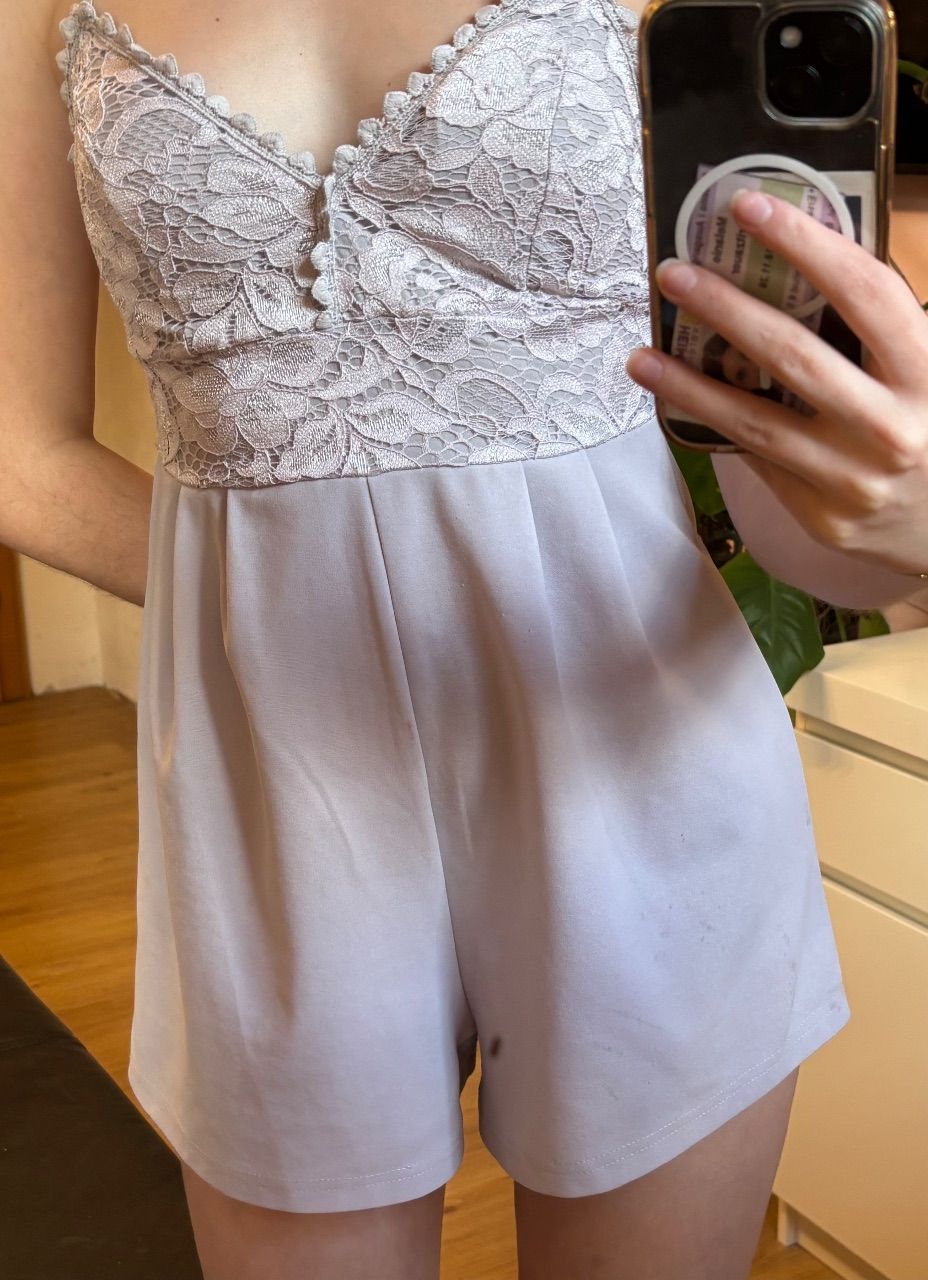 Ohne Marke Jumpsuit Flieder mit Spitze Size S