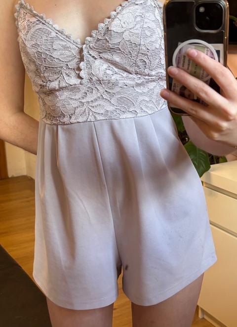 Ohne Marke Jumpsuit Flieder mit Spitze Size S