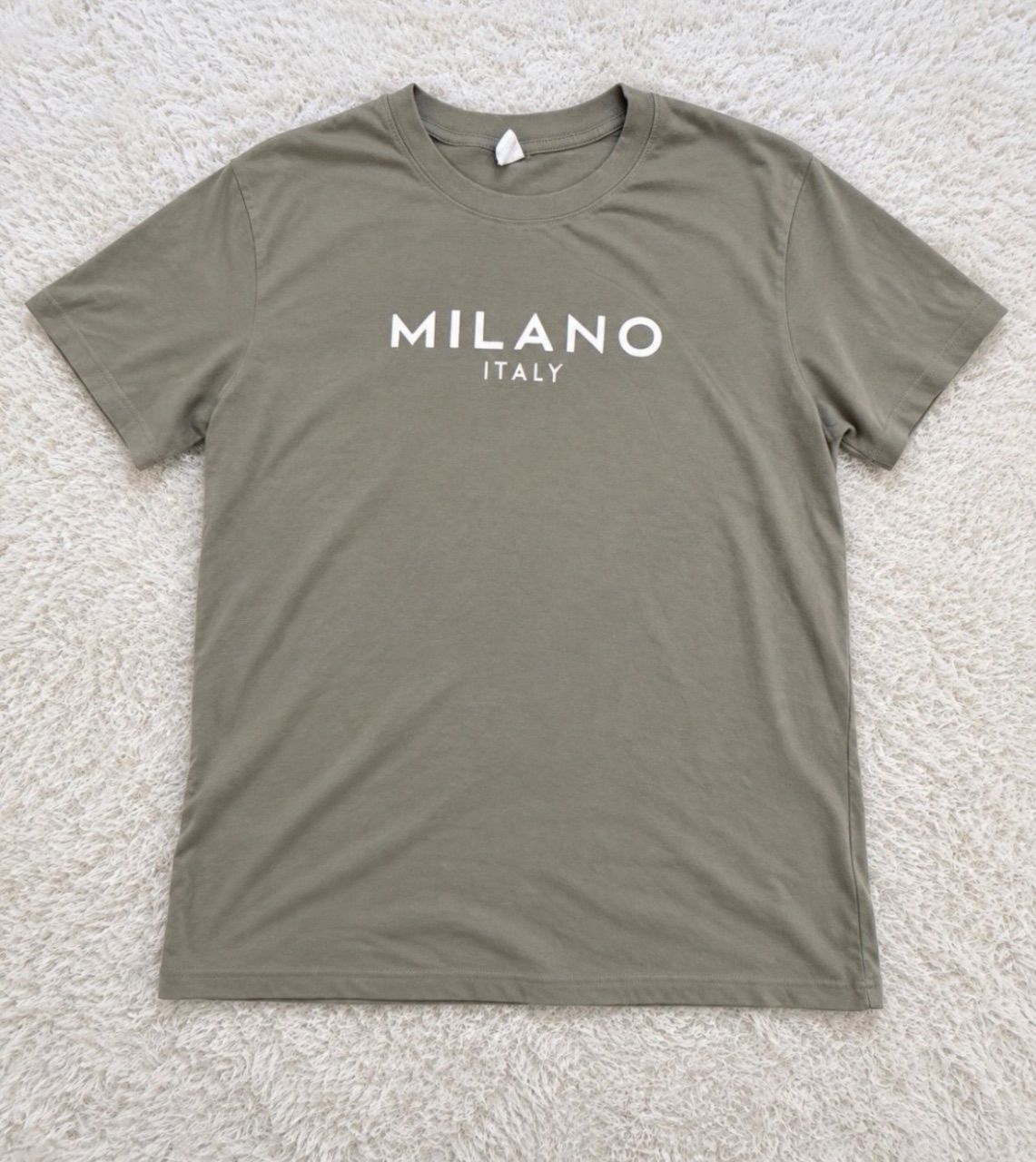 Ohne Marke Olivgrünes „Milano Italy“ T-Shirt Größe S Size S