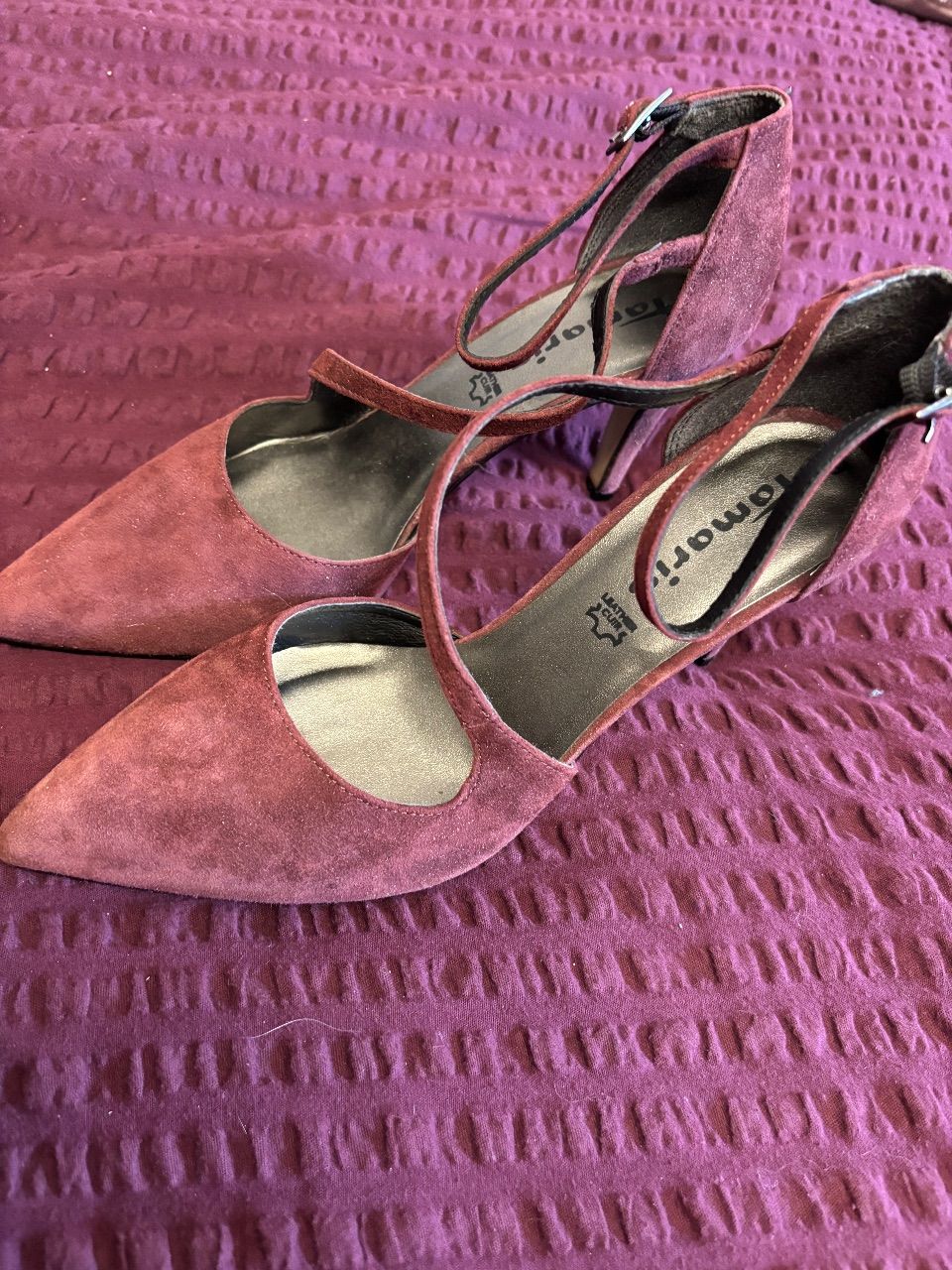 Ohne Marke Tamaris Riemchen-Pumps Größe 39, Bordeauxrot Leder Size 39