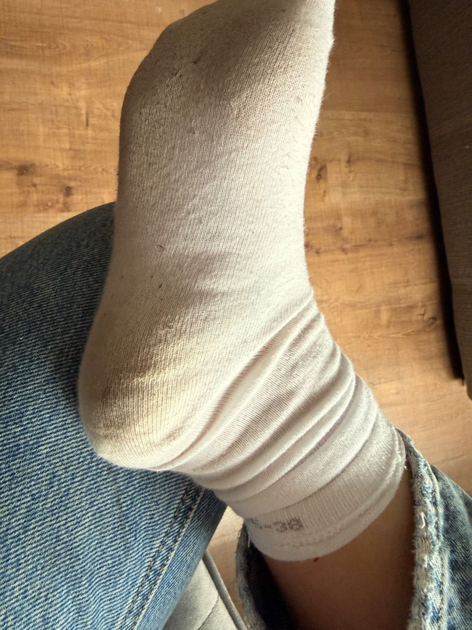 dreckige Socken 🧦 weiß , hoch  Size M