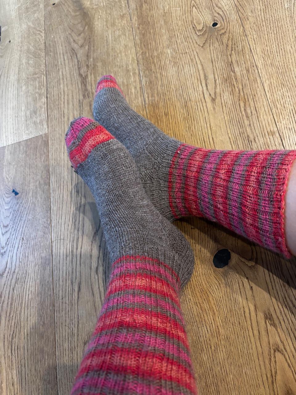 Getragene Stricksocken