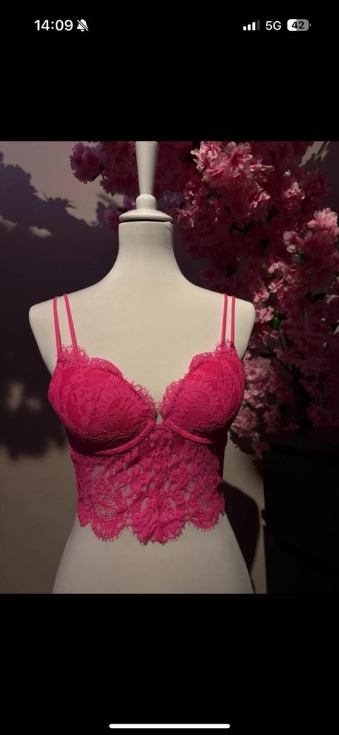 Pinker Spitzen-Bustier / Corsage