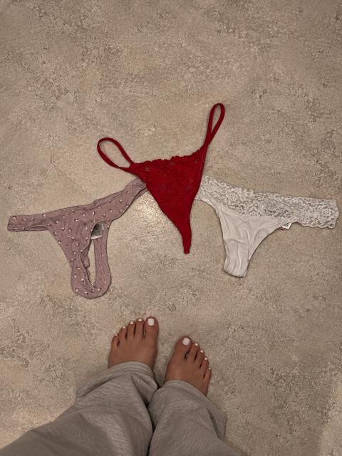 ❤️🔥 3er-Pack getragene Tangas – Rot, Rosa & Weiß | Fetisch