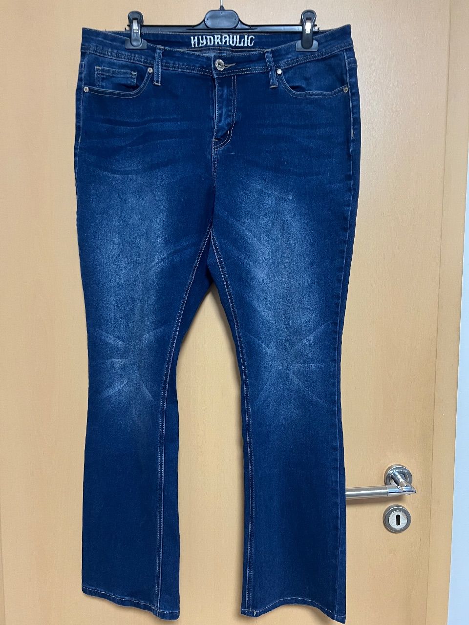 Ohne Marke Hydraulic Y2K Bootcut Jeans Gr. 46 / 48 (XXL) Strass Klapptaschen Bestickt Size XXL