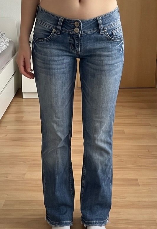 Ohne Marke Sublevel Y2K Low Waist Jeans Gr. 36 / S (W28 L32) 2000er Hüftjeans Size S