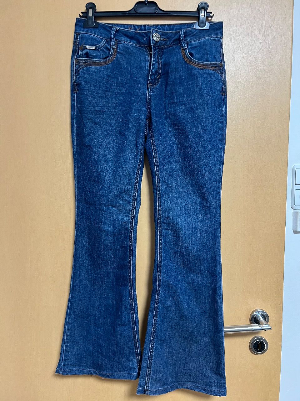 Ohne Marke Orsay Schlaghose Gr. 34 / 36 (XS/S) Dunkelblau Flared Jeans Y2K Size S