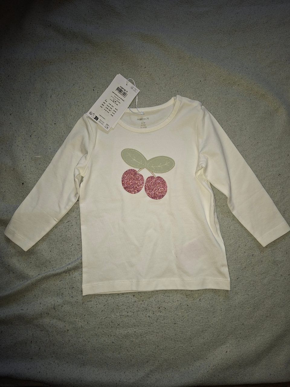 Name it Sweatshirt mit Glitzer kirsche,  neu Size 80
